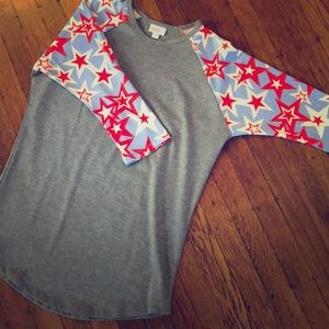 Gray Star Patterned Women's Top